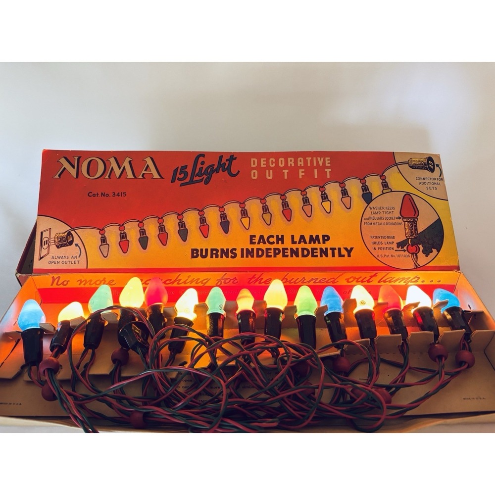 Vintage 1940s Noma Christmas Light Sets  Lamps 15 Light Strings Works  #3415
